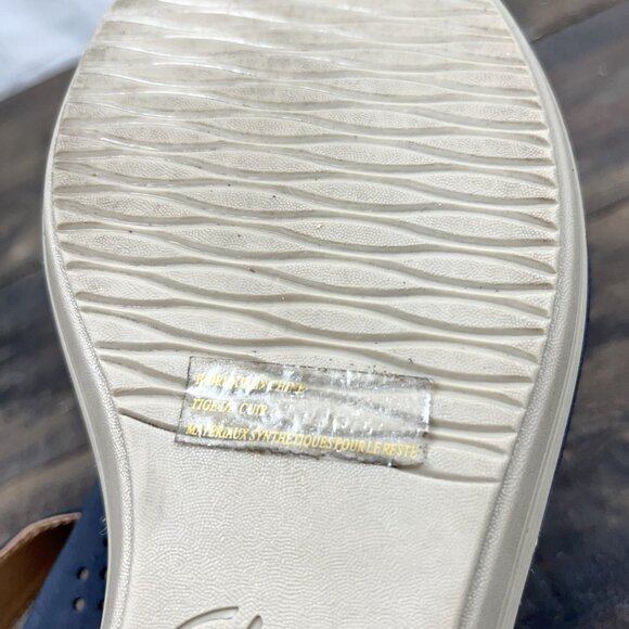 Collection by Clarks Artisan Size 11W Wedge Ankle Strap Navy Comfort Sandal - Picture 6 of 7